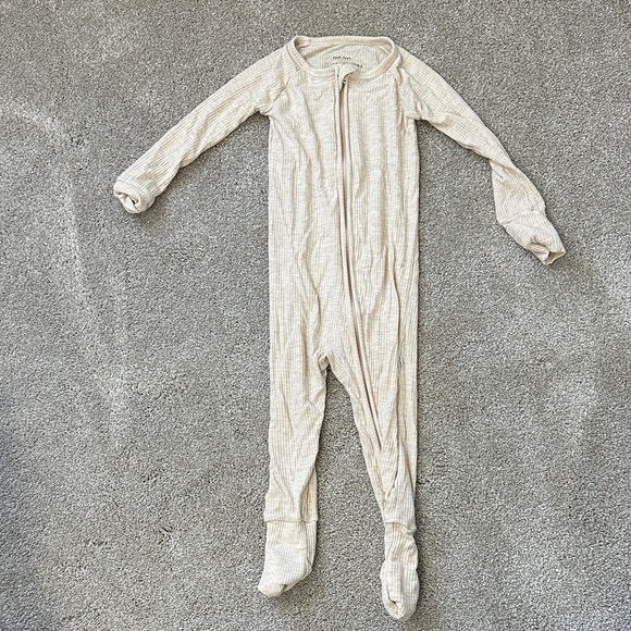 Little Sleepies Other - Little Sleepies Beige Ribbed One-Piece Footed Pajamas